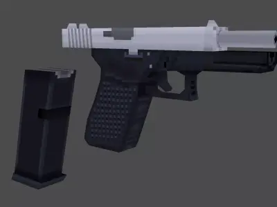 Low Poly Pistol gun Low-poly 3D model