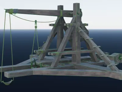 Medieval Trebuchet Realistic Wooden Siege Weapon Low-poly 3D model