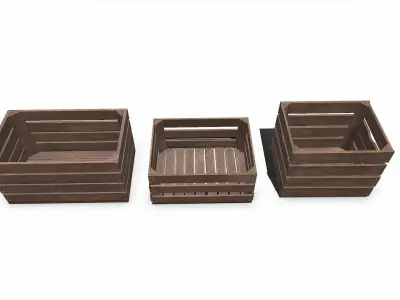Wooden Crates Low-poly PBR Free low-poly 3D model