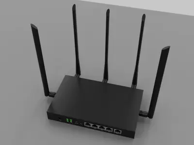 High-Poly Industrial 5G Router - Enterprise Wireless Access 3D model