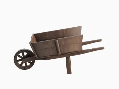 Medieval Wooden Cart 01 Low-poly 3D model