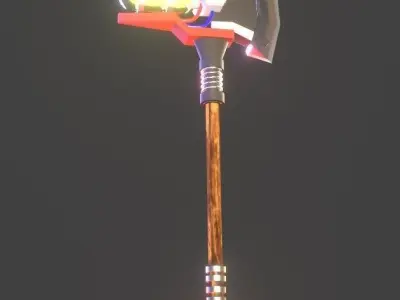 Simple stylized Battle Axe Low-poly 3D model