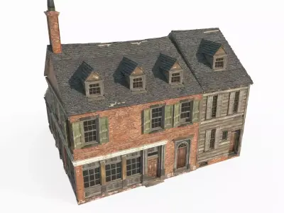 Town brick houses around the 18th century 3D model