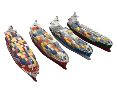 Feeder ship lowpoly Low-poly 3D model