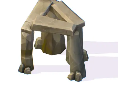 Handpaint Cartoon Stone Memorial Totem Symbol Low-poly 3D model 3