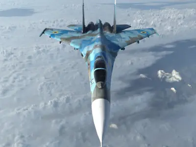 Aicraft Su-27 UA Low-poly 3D model