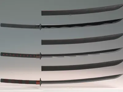Simple Katana Bundle - Game Ready Low-poly 3D model