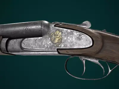 Double barrel shotgun Low-poly 3D model purchase