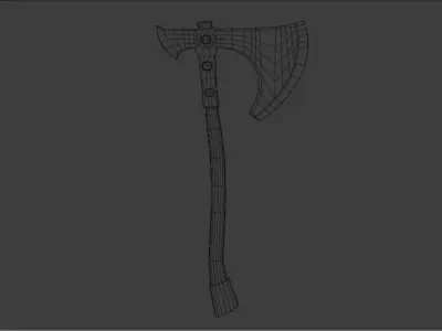 Hand-Paint Game Ready Low-poly 3D model axe Low-poly 3D model