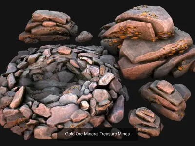 Ore Minerals Gold Iron Copper Coal Resource Pack for Mine Cave