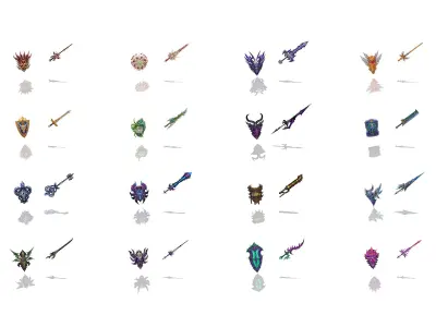 72 Swords and Shields Collection 3D Model Pack