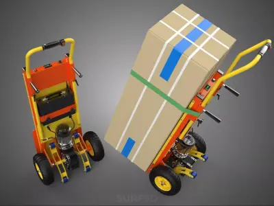FOLDED TOE ELECTRIC HAND TRUCK STAIR CLIMBER RETRACTABLE HANDLE 3D model