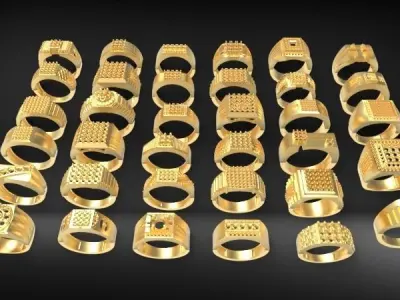 Lot of Various 35 Mens Rings Collection Bulk  3D print model