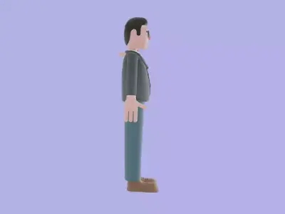 Stylized 3D Male Teacher - Cartoon Man with Percent Symbol 3D model