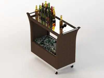 Outdoor Wicker Beverage Carts The Urban Backyard 3D model