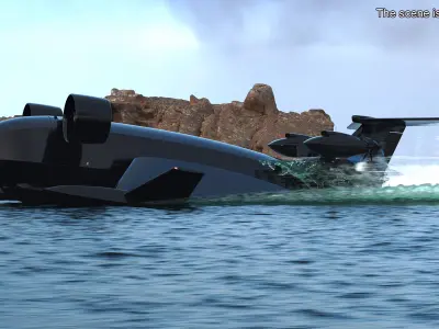 Flying Ship Concept Black Color 3D model