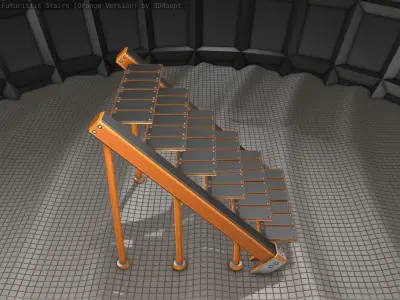 Sci-Fi Stairs - 16 - Orange Version Low-poly 3D model