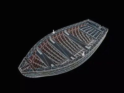Old wooden boat 3D model purchase