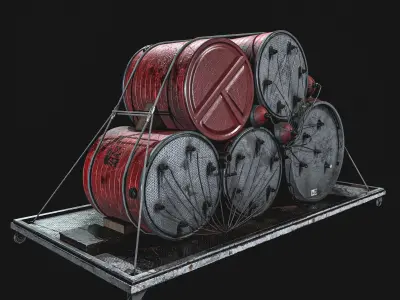  High Explosive Barrel Low-poly 3D model