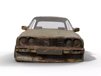 Abandoned Car 01 - Post-Apocalyptic Rusted Sedan Low-poly 3D model