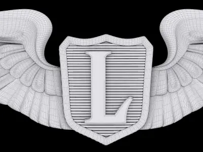 USAAF Liaison Pilot Wings Badge 3D model