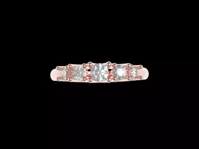 Five Round Diamond Engagement Ring 3D print model