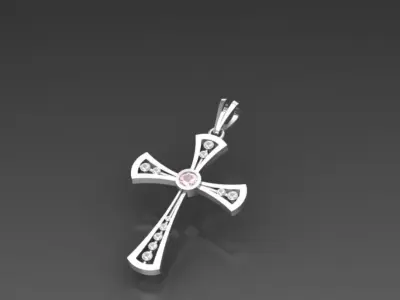 beautiful and amazing cross with diamonds 3D print model
