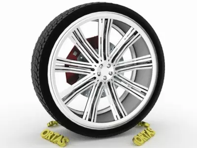 ORTAS CAR WHEEL RIM 121 GAME READY WHEEL RIM TIRE 3D model