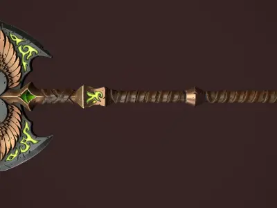 Rune two handed poleaxe Low-poly 3D model