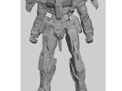 Reallistic OO GUNDAM 3d model rigged game ready Low-poly 3D model