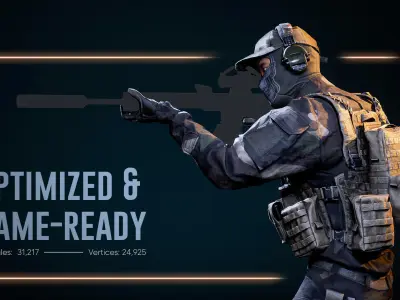 Rigged Combat-Ready Metahuman Soldier Character - 5 Colors Low-poly 3D model