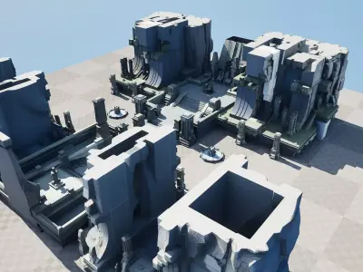 scifi architecture set a-20 - ue5 project Low-poly 3D model