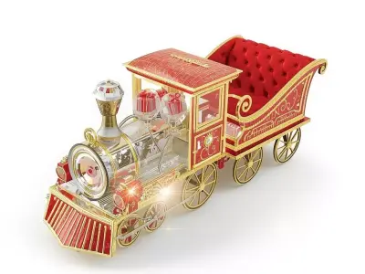 Luxury Crystal Sleigh Train 3D Model Magical Holiday Vehicle Low-poly 3D model