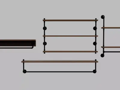 Industrial Pipes Bathroom Set Low-poly 3D model