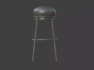 Black Leather Bar Stool Low-poly 3D model