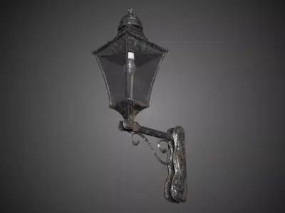 Old Wallmounted Industrial Lantern Prop Low-poly 3D model