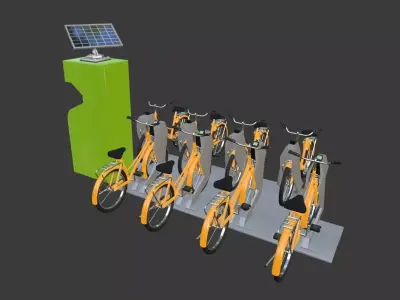 Cartoon City Bike Rental Point 3D model