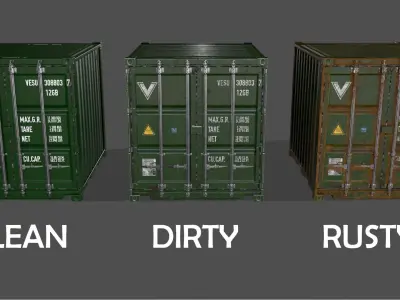 PBR 10 ft Storage Container - Green Low-poly 3D model