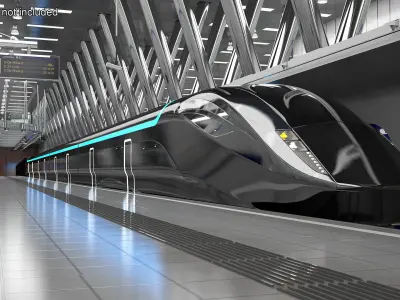 Futuristic Passenger Train Grey 3D model