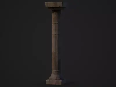 Old Temple Pillar Low-poly 3D model