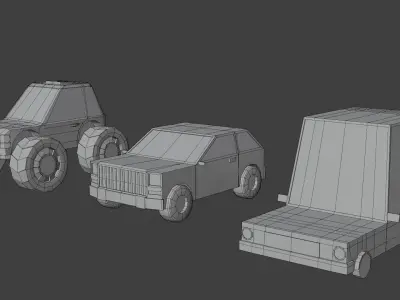 lowpoly cars three different Free low-poly 3D model