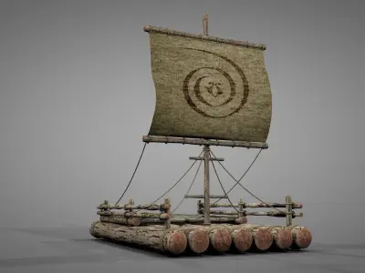 Wooden Raft 3D model
