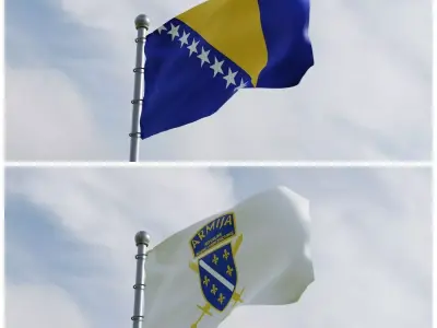 Animated Bosnia and Herzegovina Flags 3D model