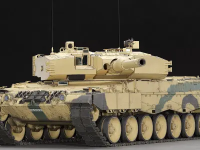 Leopard 2A4 Roketsan MZK Turret Upgrade Plus Interior Edition Low-poly 3D model