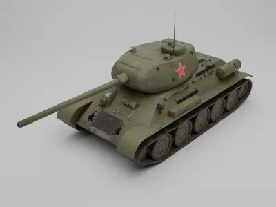 T34-85 Medium Tank  Low-poly 3D model