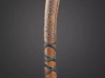 Kratos solid steel axe Low-poly 3D model