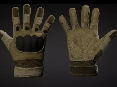 Tactical Military Gloves 2 Low-poly 3D model