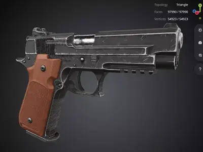 Brown Pistol 3D model