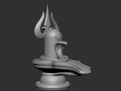 Shivling with snake and Trishul 3D print model