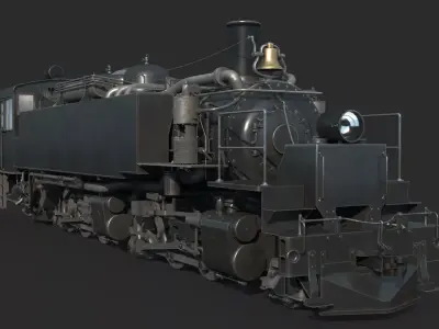 Old-fashioned coal-burning steam-powered locomotives 3D model